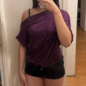 Purple Off-Shoulder Tunic Top/Dress